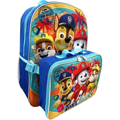 Kids Backpack with Lunch Box Set 16 Inch – Paw Patrol Boys School Bag with Removable Matching Lunchbox, Red Blue, Toddler Kindergarten Elementary Bookbag