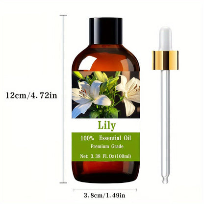 Essential Oil Lily Floral Aroma in 100ml Dropper Bottle for Aromatherapy, Massage and Personal Care