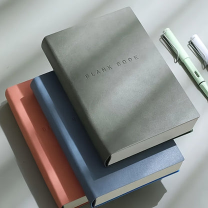 A5 Blank-Page Notebook with Seven Hundred Sixty Pages in Green, Blue, Pink or Black Covers