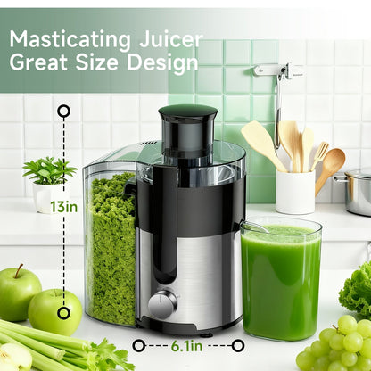 Juicer Machine 500W Centrifugal Juice Extractor with Pulp Separation 3-Inch Wide Mouth 3-Speed Settings Easy to Clean Detachable Parts High Juice Yield Fruit Juicer for Home Kitchen