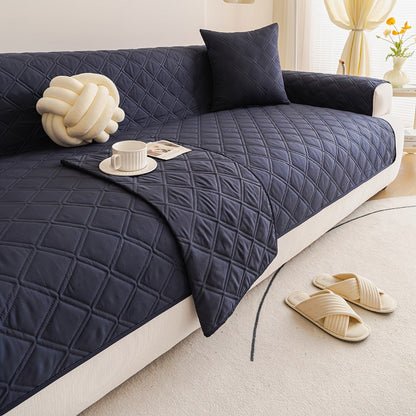 Sofa Cover Three-Piece Soundwave Embossed Set with Sofa Panel, Two Armrest Covers and Anti-Slip Mat