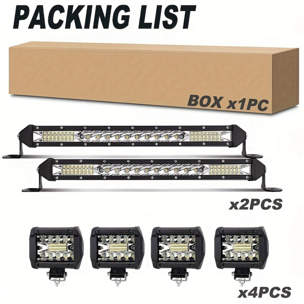 LED Work Light Bar Kit for Off-Road Truck Jeep SUV ATV UTV Tractor, 12-24V 2000-3000LM Combo 22in 10in + 4in Spot Flood Lights, No Battery Required, Hard Wire or Direct Power