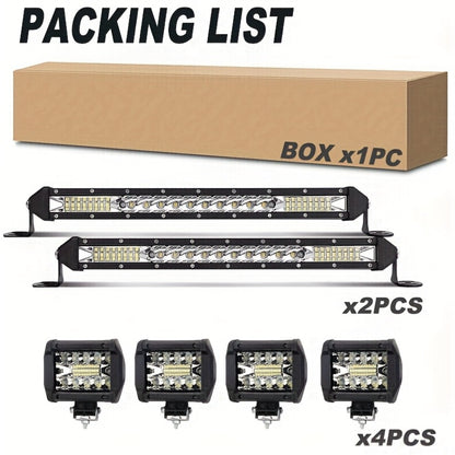 LED Work Light Bar Kit for Off-Road Truck Jeep SUV ATV UTV Tractor, 12-24V 2000-3000LM Combo 22in 10in + 4in Spot Flood Lights, No Battery Required, Hard Wire or Direct Power