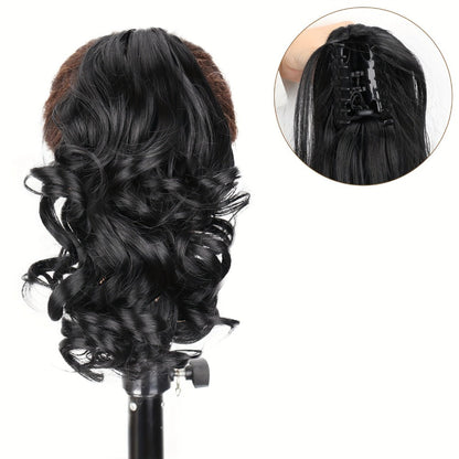 Hair Extensions Curly 8-Inch Synthetic Ponytail with Claw Clip and Eight Dark, Brown and Blonde Colors
