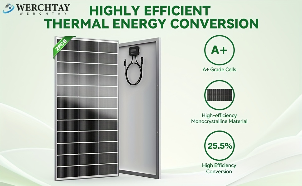 Two-Piece 400W Total Solar Panel Kit with 200W Modules, 148 x 67 cm Frames and PV Cables Pictured