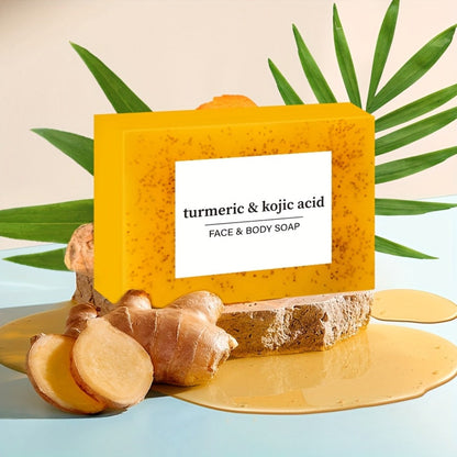 Handmade Turmeric Lemon Soap Bar Set Natural Exfoliating Face Body Cleansing Oil Control Alcohol Free with Lathering Screens 6 / 12pcs