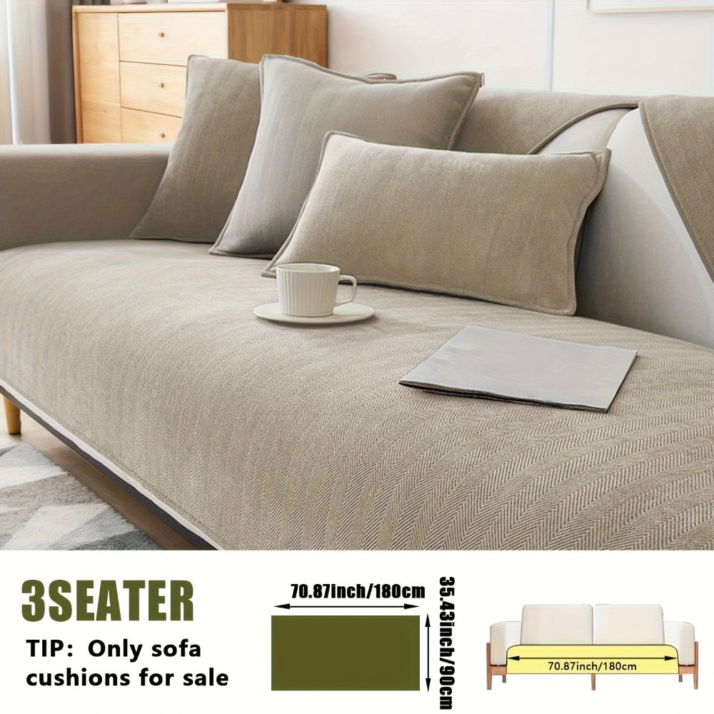 Sofa Cover Ribbed Chenille Stretch Panels with Non-Slip Design for 1 to 4 Seats, Armrests or Cushions