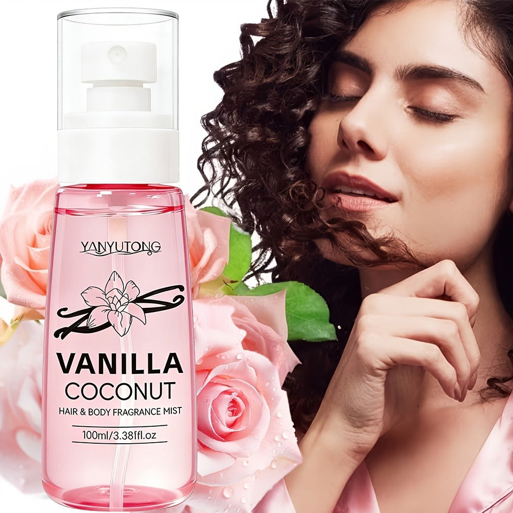 100 ml Coconut Vanilla Hair and Body Fragrance Mist with Vitamin E, Argan Oil and Glycerin