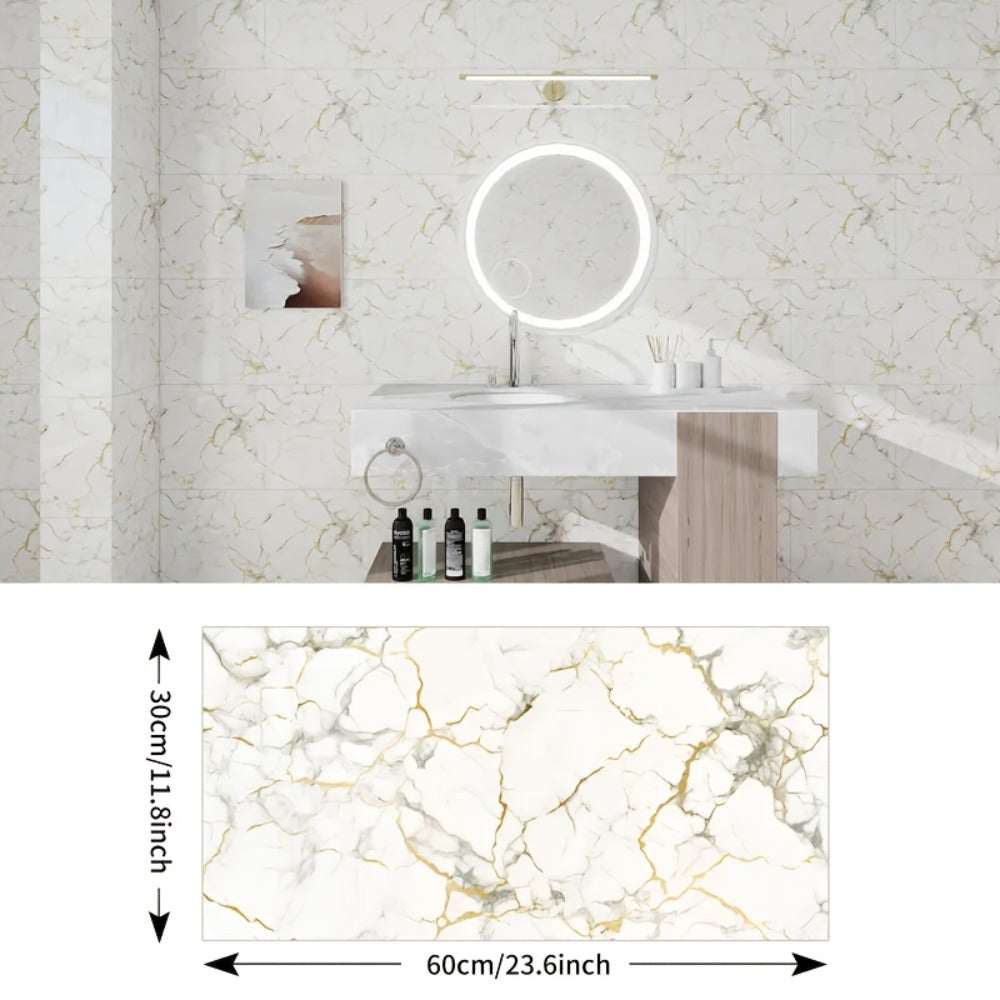 Marble-Pattern Wall Panel Set with 20- or 40-Piece Packs, Eight Codes and 11.81 x 23.6-Inch Tiles