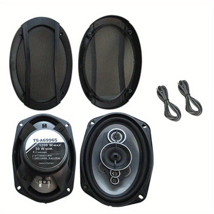 1200W 5-Way Coaxial Car Speakers 6x9 Inch – HiFi Full Range 44Hz-25kHz, 4-Ohm, 89dB Sensitivity, Universal 12V Fit for Car Door Stereo Audio Upgrade (2pc Pair)