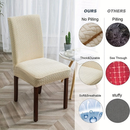 Textured Stretch Dining Chair Covers in Beige, Gray, Chocolate, Black, Khaki or Burgundy, Four- or Six-Piece Sets