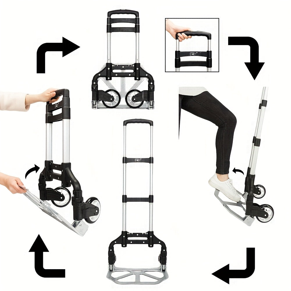 Folding Aluminum Hand Truck & Dolly 165 lbs Capacity, Lightweight Collapsible Cart for Home, Office, Automotive and Travel Use, 4 Colors