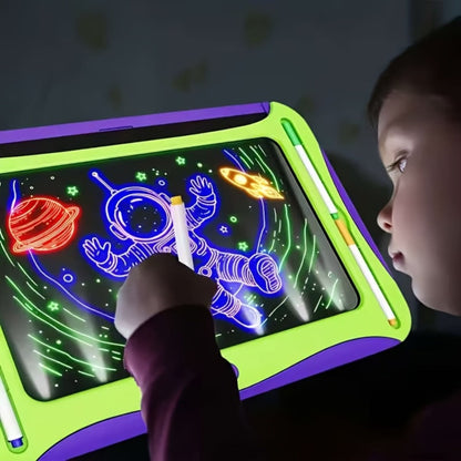 Magic LED Drawing Board for Kids with 15 Double-Sided Tracing Cards & 6 Washable Markers – Light Up Luminous Art Board for Boys & Girls Ages 3-8 | STEM Learning Toy | Perfect Christmas & Birthday Gift