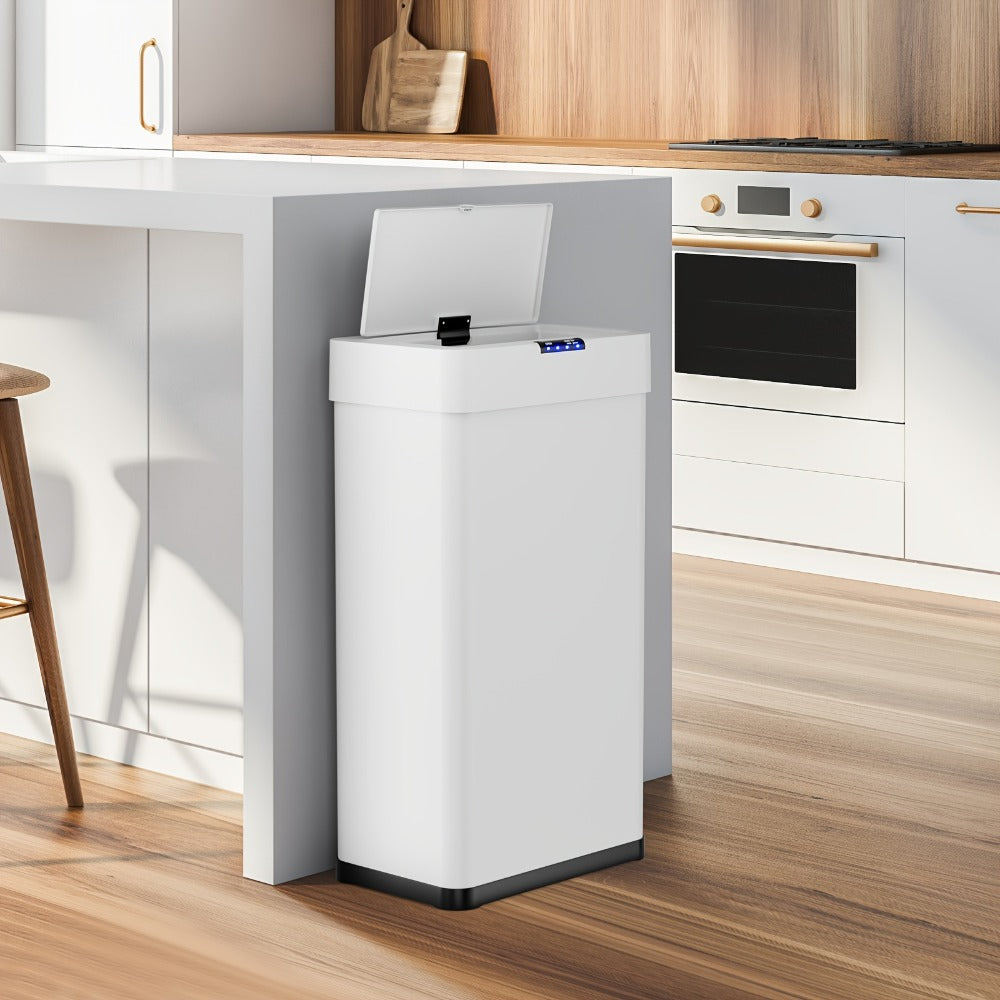 Touchless Trash Can with Motion Sensor 18.5 Gallon 60L, -Close Lid, Brushed Stainless Steel, Bag Holder