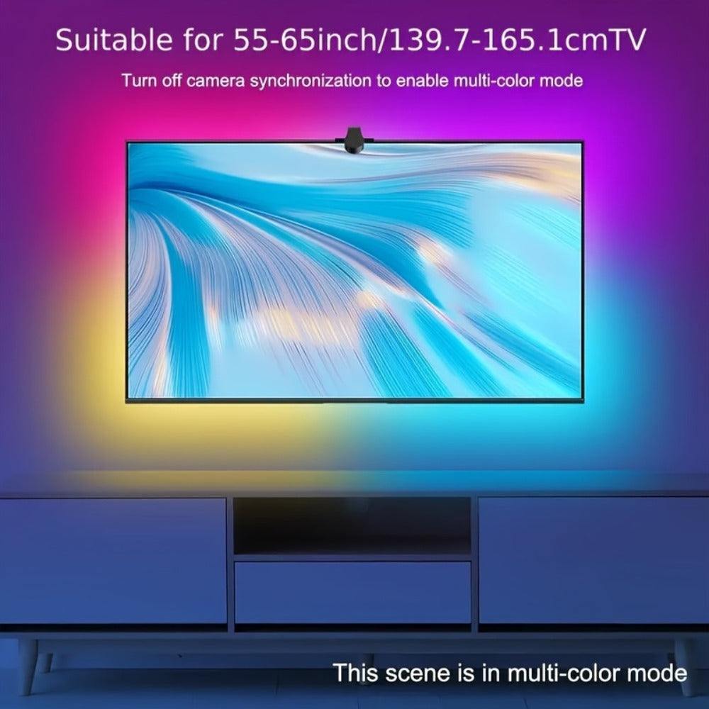 RGB TV Backlight LED Strip Kit, 149.61 Inches with Top-Mounted Screen Sensor, Control Module and App Interface