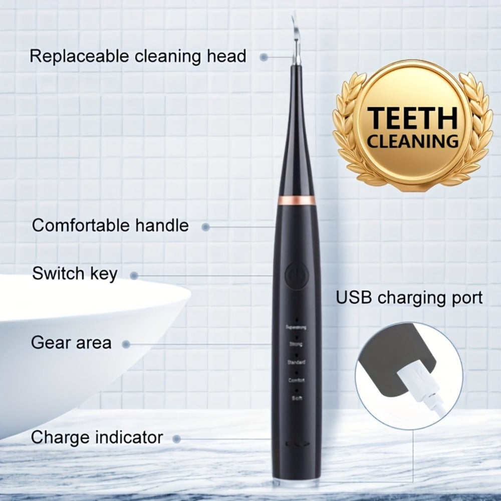 Electric Toothbrush Kit with Five Brush Heads, Two Accessory Cleaning Heads, USB Charging and Travel Case