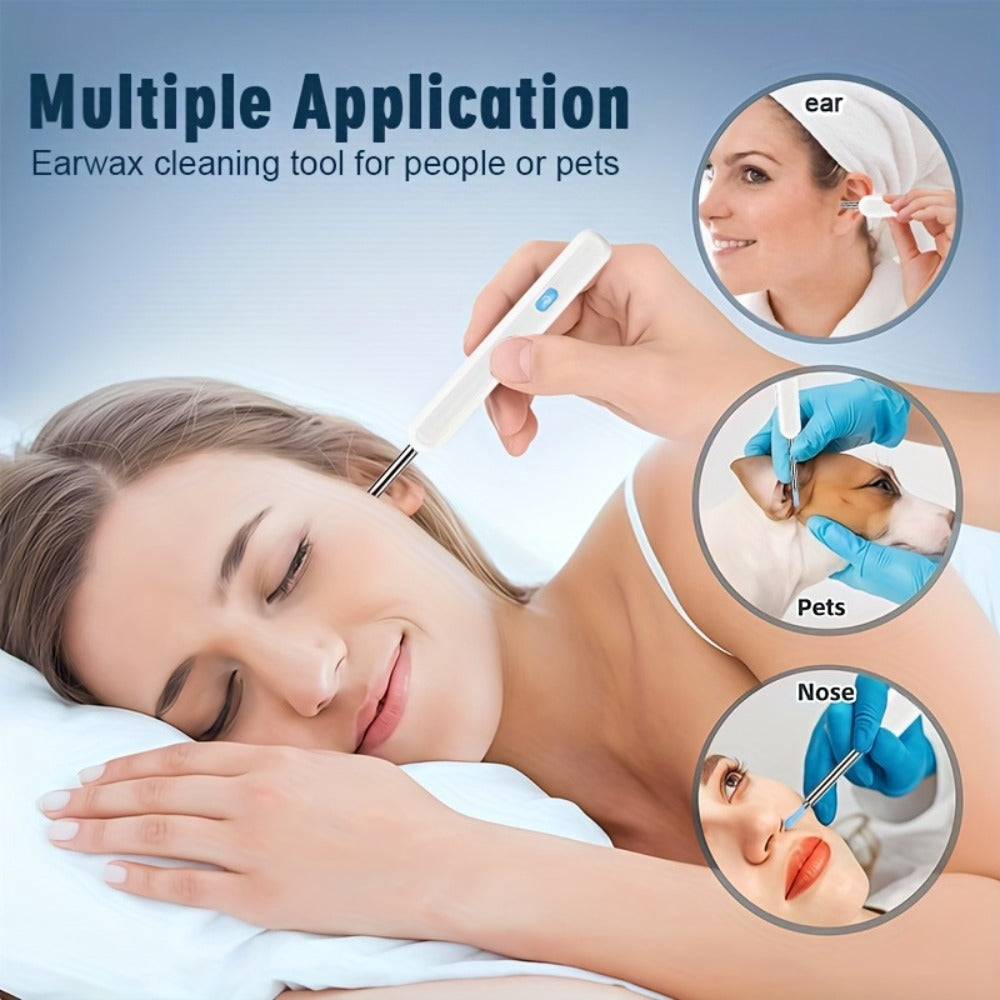 White Visual Ear Camera Tool with Built-In Light in Basic or Seven-Piece Accessory Configurations
