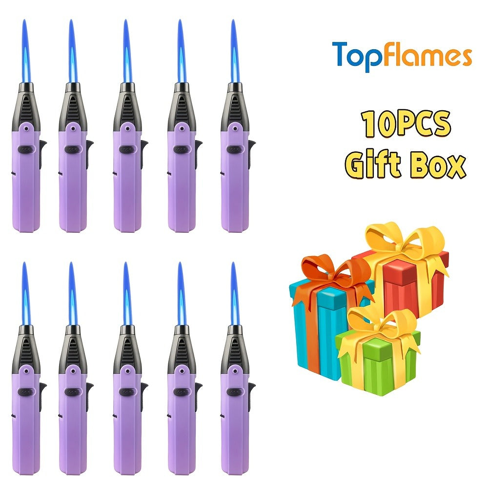 Long-Reach Torch Lighter Multipack with 10 or 15 Extended Igniters in Five Coordinated Body Colors