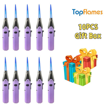 Long-Reach Torch Lighter Multipack with 10 or 15 Extended Igniters in Five Coordinated Body Colors