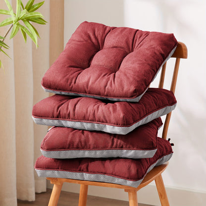 Tufted Chair Cushion Set with Four 15.5-Inch Pads, Tie Straps and 11 Solid Color Choices for Dining Chairs
