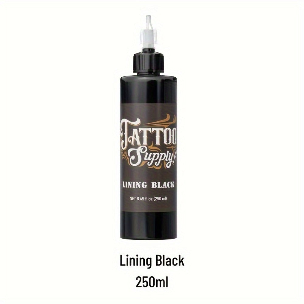 Neebol Super Black Tattoo Ink Darkest Outlining Shading Blending Fade-Resistant Professional Body Art Pigment for Artists & Beginners 100ml 250ml