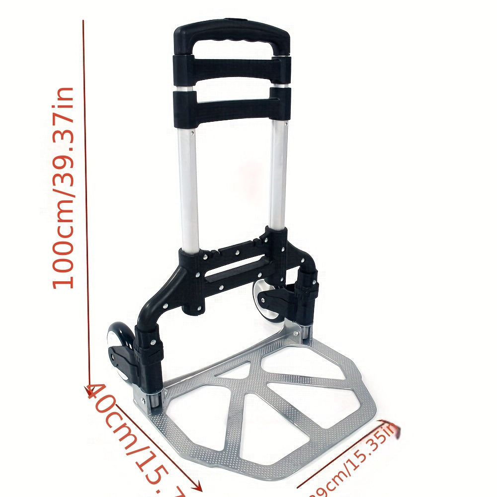 Folding Hand Truck Dolly Aluminum Collapsible Cart Portable Luggage Trolley 165 lbs Capacity