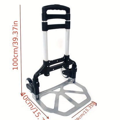 Folding Hand Truck Dolly Aluminum Collapsible Cart Portable Luggage Trolley 165 lbs Capacity