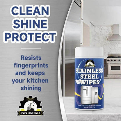 Stainless Steel Cleaning Wipes in One or Two Barrel Packs for Kitchen Appliances, Sinks, Cookware and Surfaces