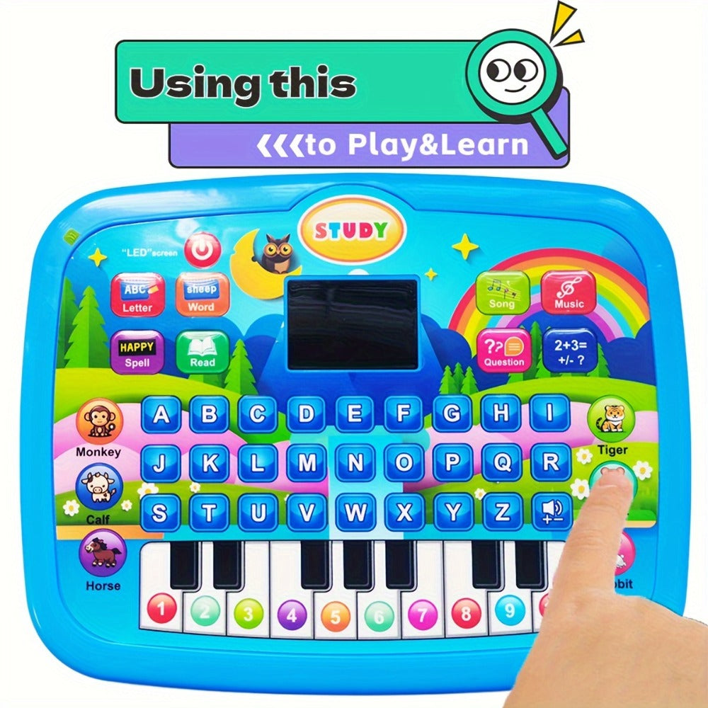 Educational Learning Tablet for Kids Ages 3-6 — Multifunctional Alphabet Numbers Music Animal Sounds & Piano Toy, Interactive Electronic Learning Machine for Toddlers Boys Girls, Birthday Christmas Gift