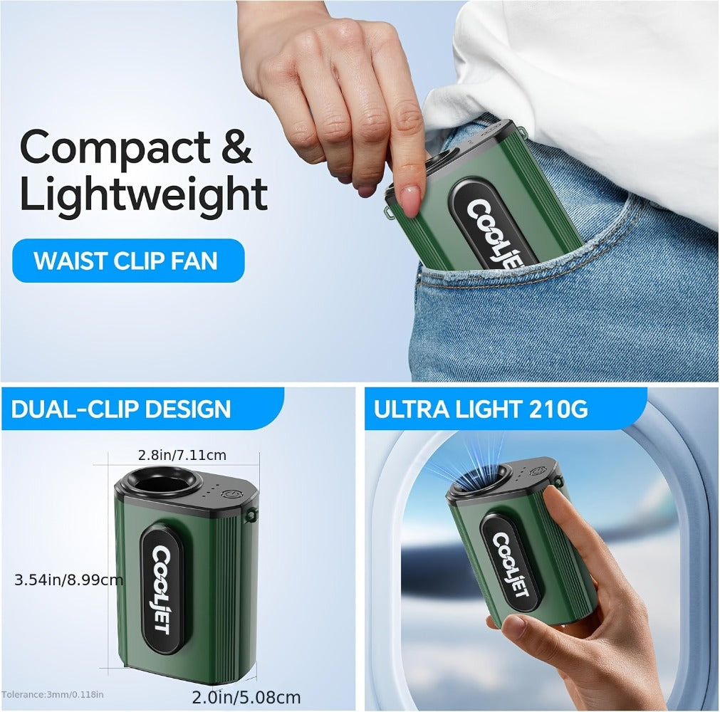 Portable Fan by Coogir, 5000mAh Four-Speed Waist Clip and Neck Model with LED Battery Display