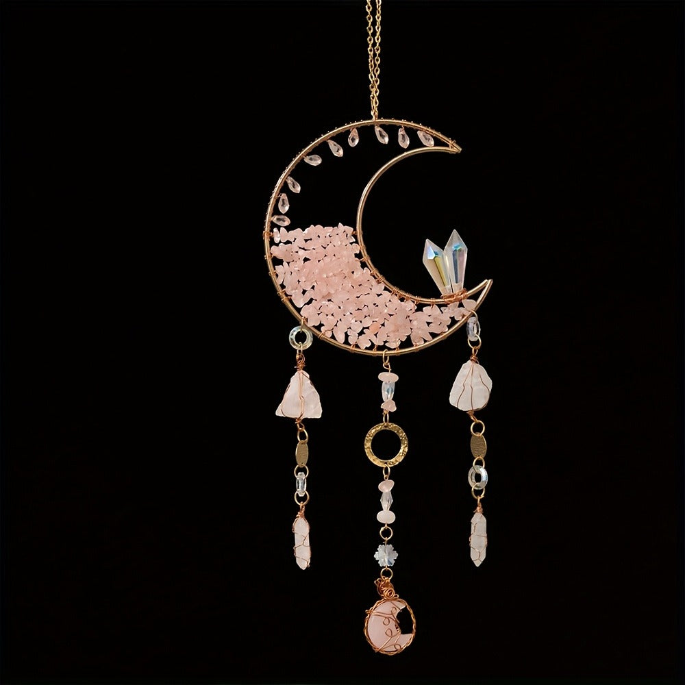 Dreamcatcher Moon Suncatcher Wall Hanging – Handmade Boho Wind Chime Pendant for Indoor Outdoor Garden, Courtyard & Party Decor – Christmas & Birthday Gift