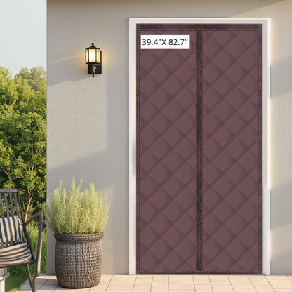 Quilted Magnetic Door Curtain in Grey or Brown with Six Exact Widths and 82.7-Inch Listed Length