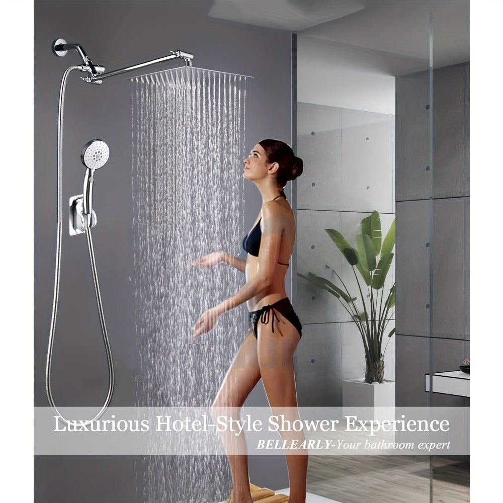 Rainfall and Handheld Shower Combo with 10 or 12-Inch Head, 78-Inch Hose and Chrome or Black Finish