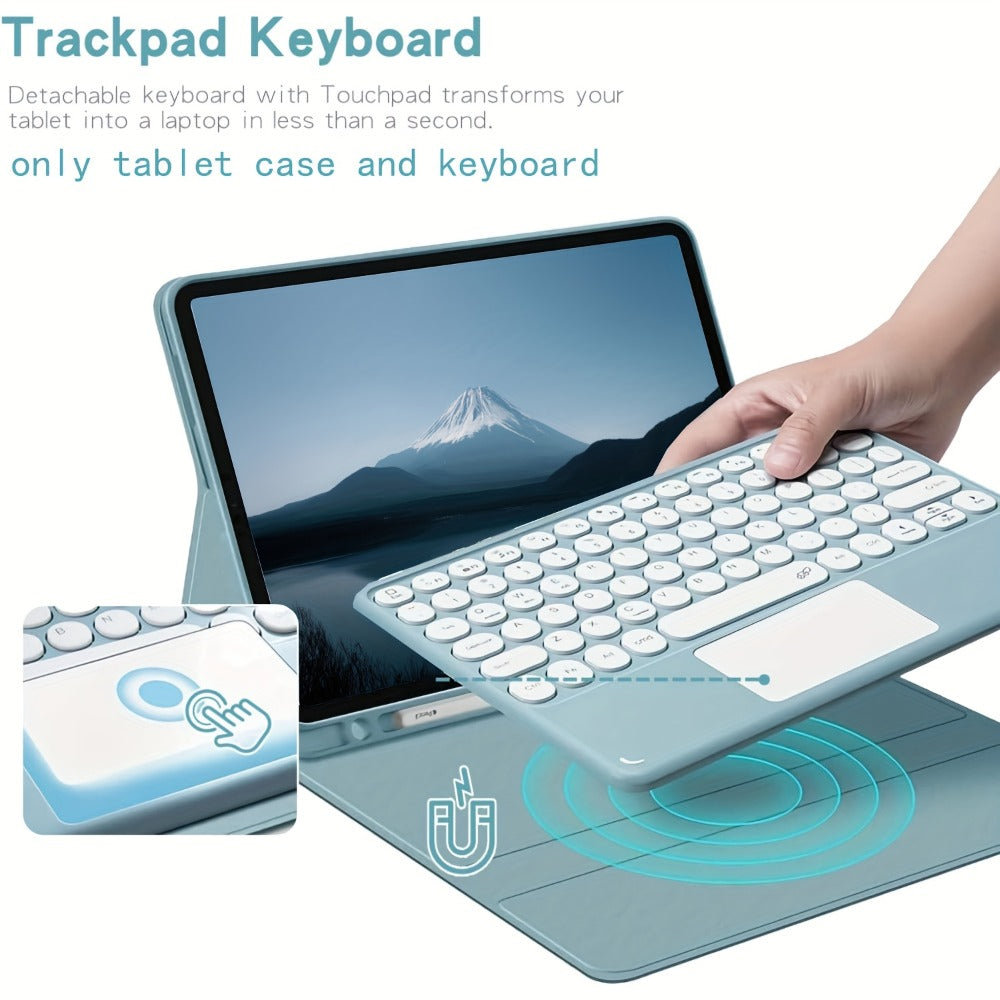 Detachable Touchpad Keyboard Folio for Samsung Galaxy Tab S9 FE/S9/S8/S7 or A9+ in Four Color Mappings