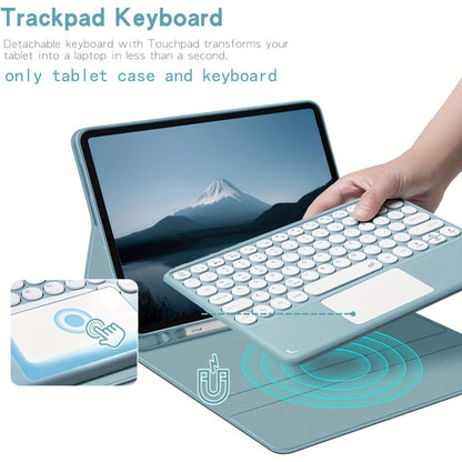 Detachable Touchpad Keyboard Folio for Samsung Galaxy Tab S9 FE/S9/S8/S7 or A9+ in Four Color Mappings