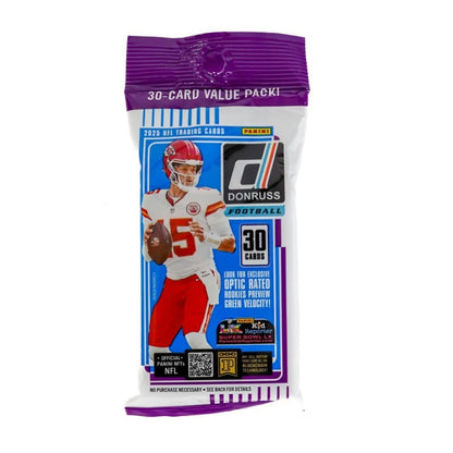 Donruss Football Trading Card Holiday Tin and Jumbo Value Pack Bundle, 2025 with Three Press Proof Purple Cards