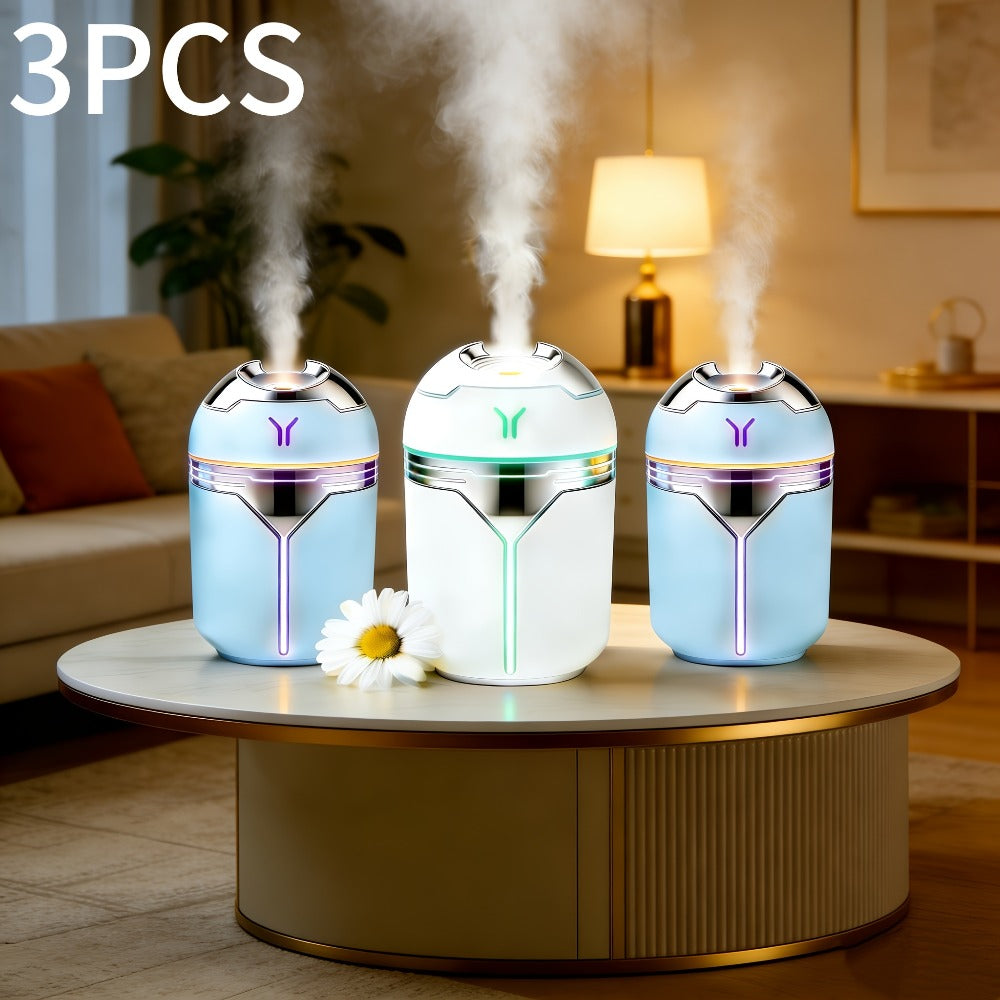 Humidifier 3-Piece Mini Set with Adjustable Spray, Color Lighting and White-Blue Combinations