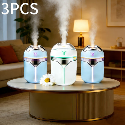 Humidifier 3-Piece Mini Set with Adjustable Spray, Color Lighting and White-Blue Combinations