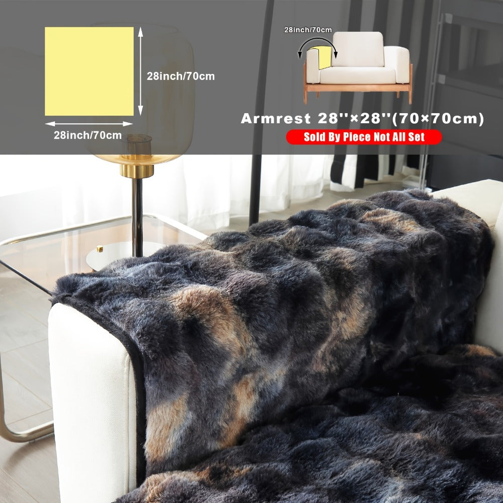 Sofa Cover, Faux-Lamb Plush Gradient Couch Pad in Five Colors with Armchair, Backrest and Seat Sizes