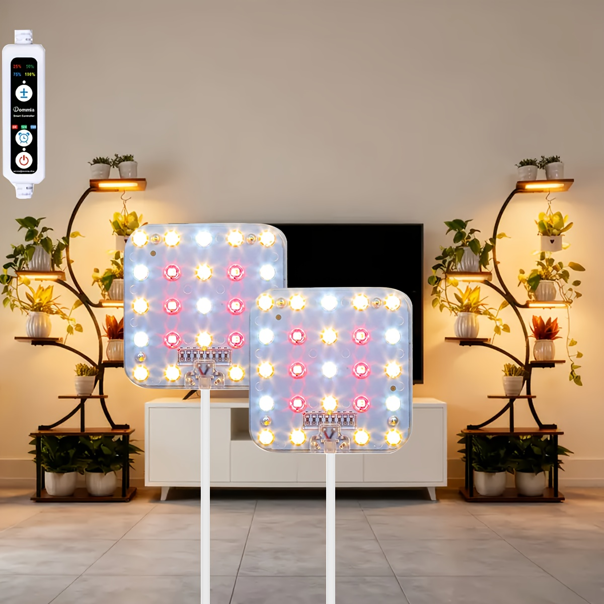 Two-Panel 5V 2A USB Plant Light Kit with Standard or 96-LED Option and Four-Level Controller