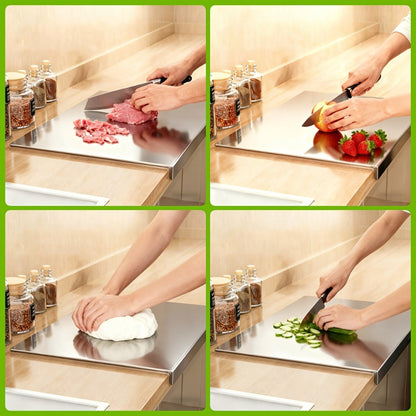 Cutting Board 304 Stainless Steel L-Edge Prep Board in Three Sizes for Countertop Dough and Chopping