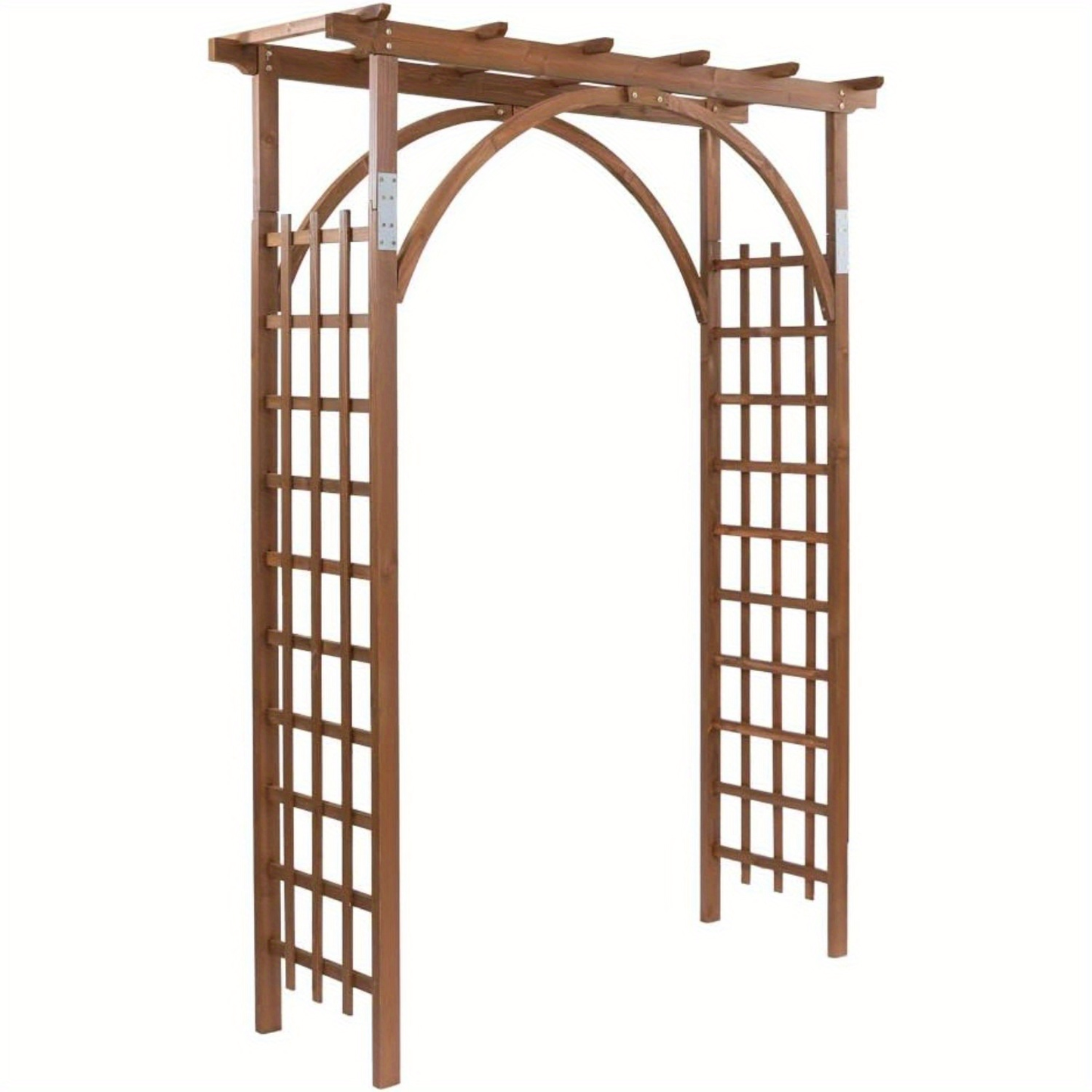 85" Brown Wooden Wedding Arch - Garden Arbor for Ceremonies, Plant Trellis, Backyard Pergola, And Christmas Decoration