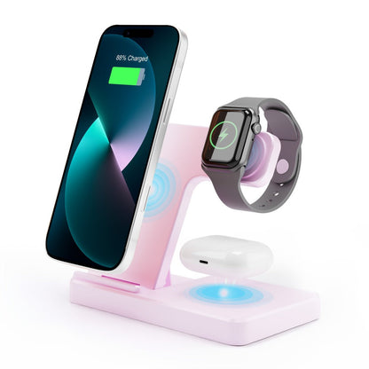 Wireless Charging Station, MagSafe-Compatible 3-in-1 15W Stand in Sky Blue, White, Pink or Black