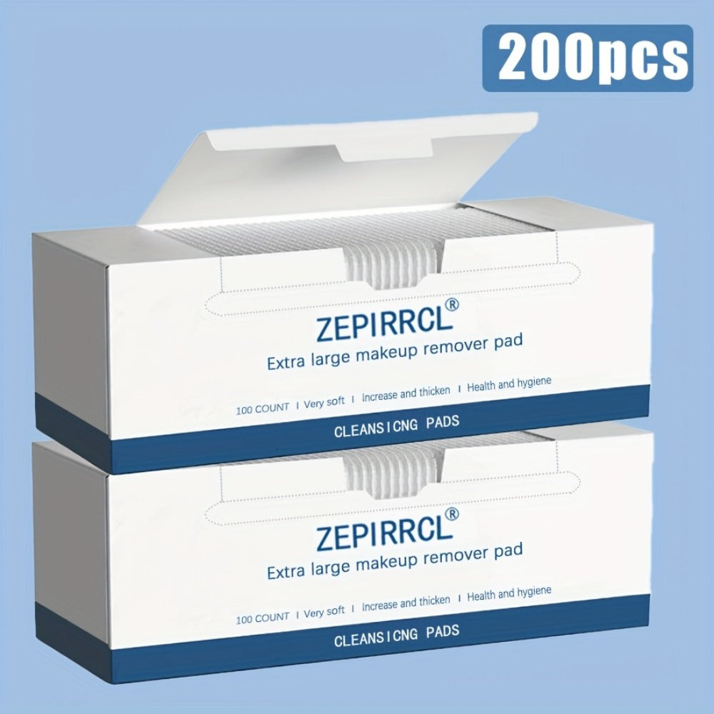 Extra-Large Dry Makeup Remover Pads in 100- or 200-Piece Boxes, 3-Layer 7 x 6 cm Cleansing Squares