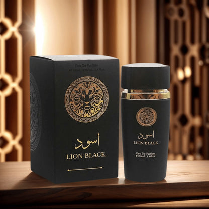 3.4 oz Lion Black Oriental Eau de Parfum Spray for Men with Oud-Inspired Fragrance Notes for Daily Wear
