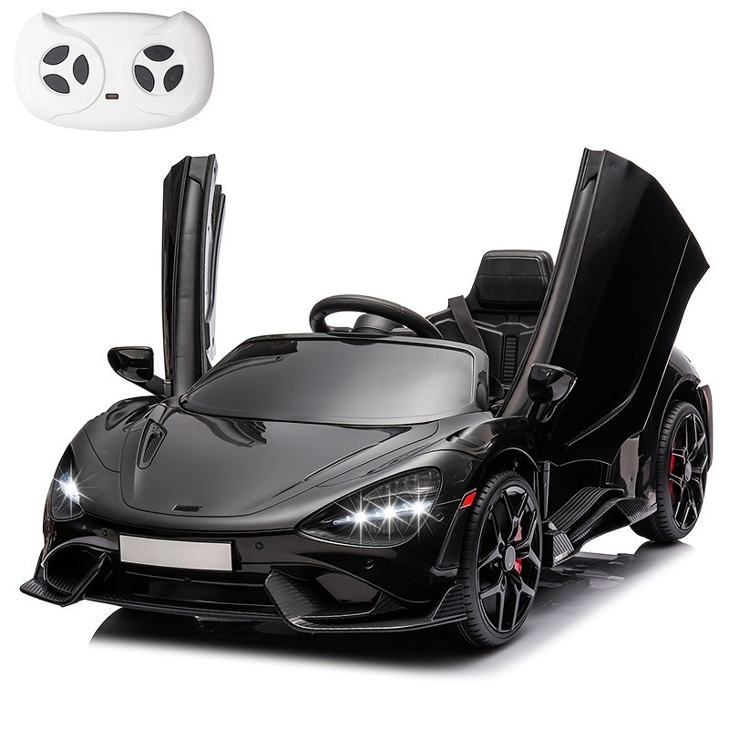 12V Kids Ride On Car Electric Vehicle with Hydraulic Doors Remote Control LED Lights MP3 Player 3 Speeds Smooth Start Birthday Christmas Gift Boys Girls
