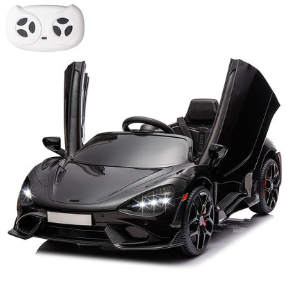 12V Kids Ride On Car Electric Vehicle with Hydraulic Doors Remote Control LED Lights MP3 Player 3 Speeds Smooth Start Birthday Christmas Gift Boys Girls