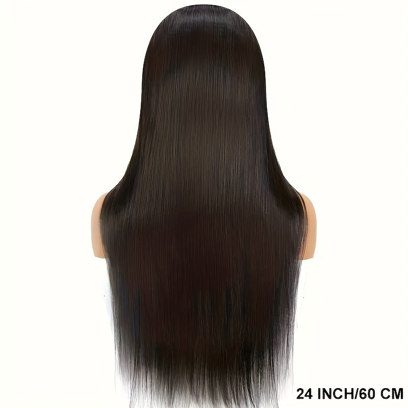 Straight Human Hair Wig with 4x4 Lace Closure, Center Part and Black 16–36 Inch Length Options