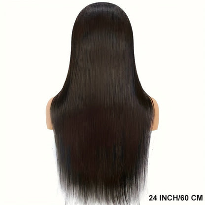 Straight Human Hair Wig with 4x4 Lace Closure, Center Part and Black 16–36 Inch Length Options