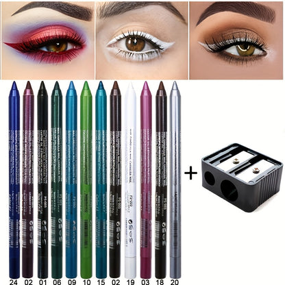 water-resistant Eyeliner Pencil Set 12 Colors with Sharpener extended-wear Multicolor Eye Liner Kit for Daily Wear Stage Cosplay Festival